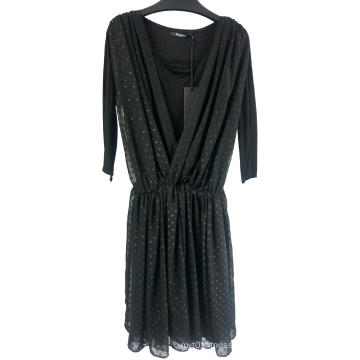 Robe sexy noire à col en V profond